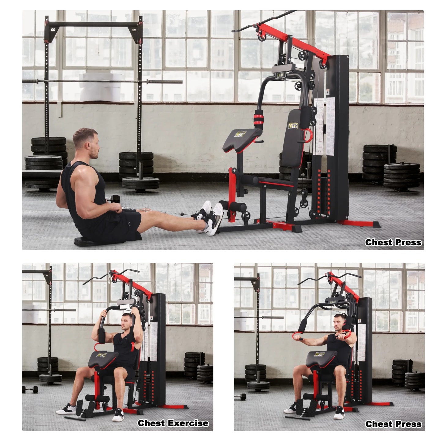 LX750 Multifunctional Full Home Gym System Workout Station with 122.5 Lbs Weight Stack, One Station, Comes with Installation Instruction Video, Ships in 5 Boxes
